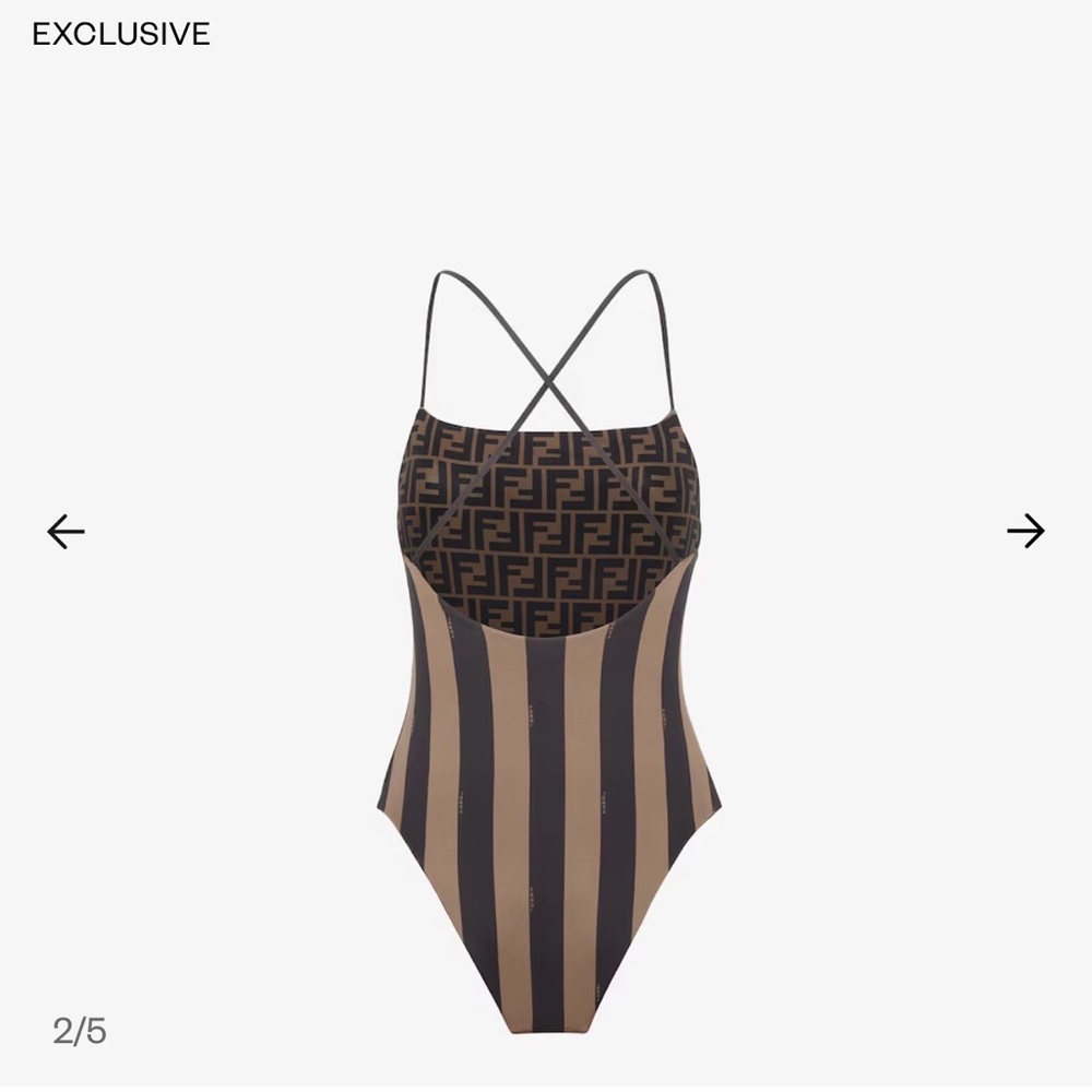 NEW- Fendi Black and Brown Logo One-Piece Swimsuit brand NEW